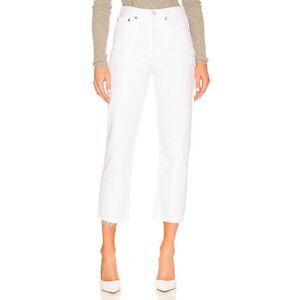 Agolde 90s Crop High Rise Raw Hem Jeans White Size 31